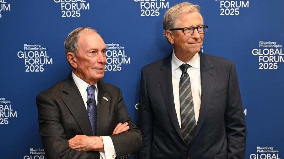 Michael Bloomberg with billionaire Bill Gates during the Bloomberg Forum 2025.